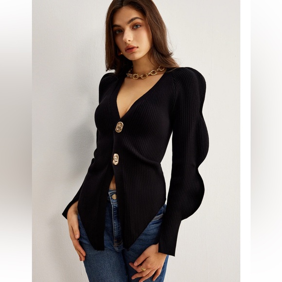 NWT COMMENSE Turn Lock Wave-Sleeve Cardigan Size XL - Picture 4 of 7